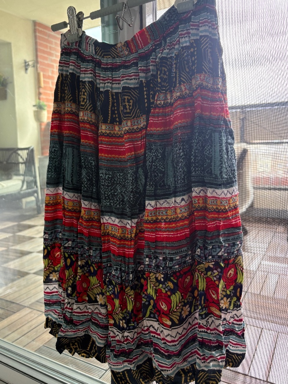 MINKPINK Boho Print Midi Skirt – Size Small – Flowy & Vibrant